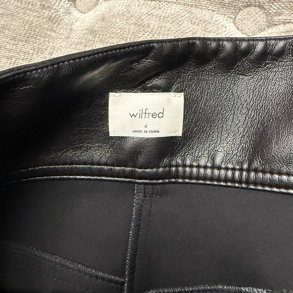 ARITZIA WILDRED Black Faux Leather Tie Pants High Waisted Iconic Trousers size 4 - Picture 8 of 12